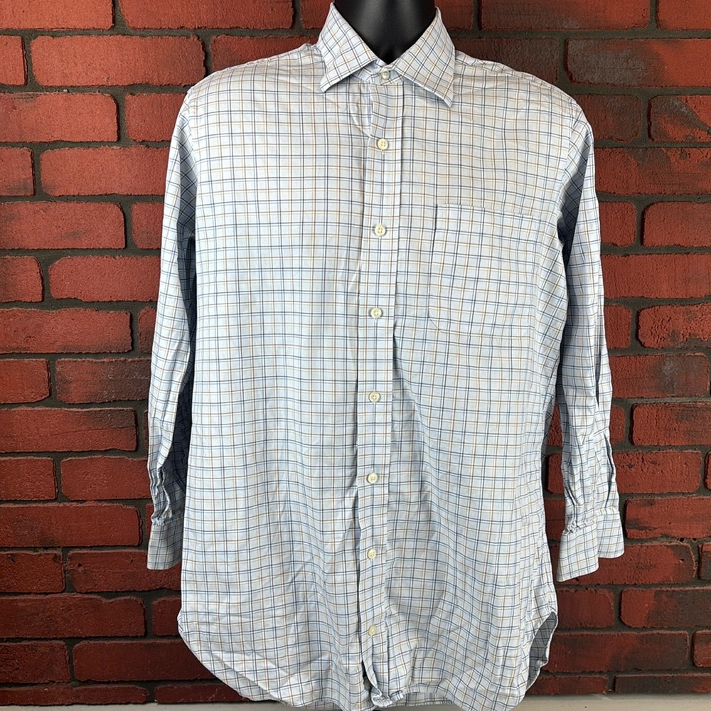 Robert‎ Talbott Shirt Mens 15 Blue Checkered Button Down